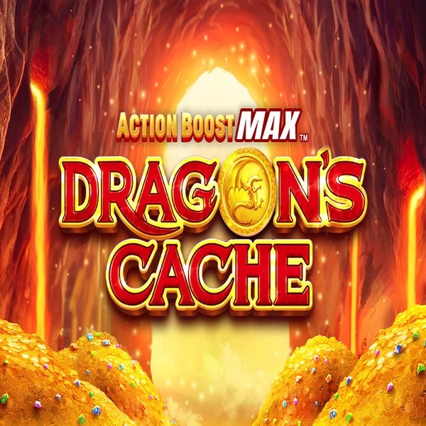 Action Boost Max Dragon's Cache slot logo by SpinPlay Games at Luckera Casino